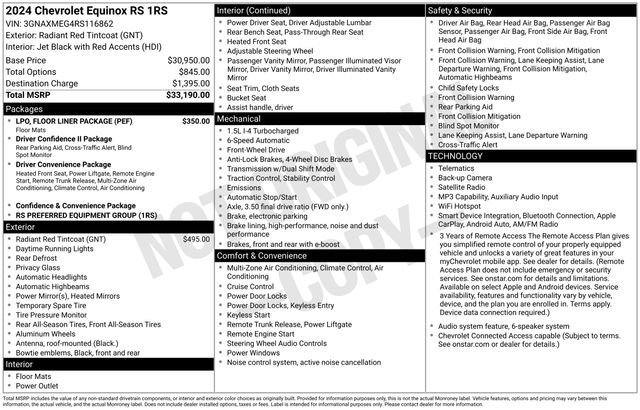 Certified 2024 Chevrolet Equinox RS w/ LPO, Floor Liner Package FWD image 6