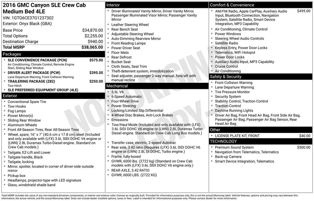 Used 2016 GMC Canyon SLE w/ SLE Convenience Package AWD/4WD image 39