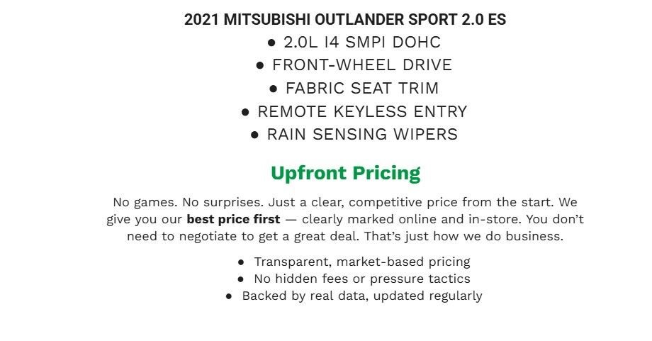 Used 2021 Mitsubishi Outlander Sport ES image 2