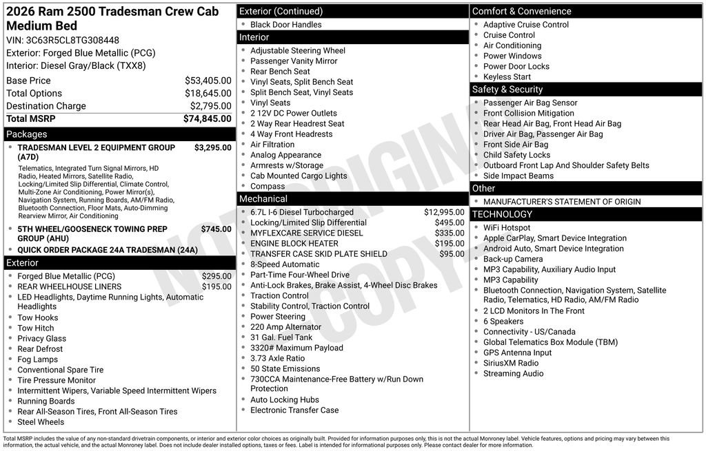 New 2026 RAM 2500 Tradesman AWD/4WD image 8