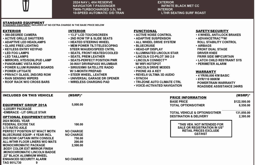 Used 2024 Lincoln Navigator L Reserve w/ Equipment Group 201A image 3