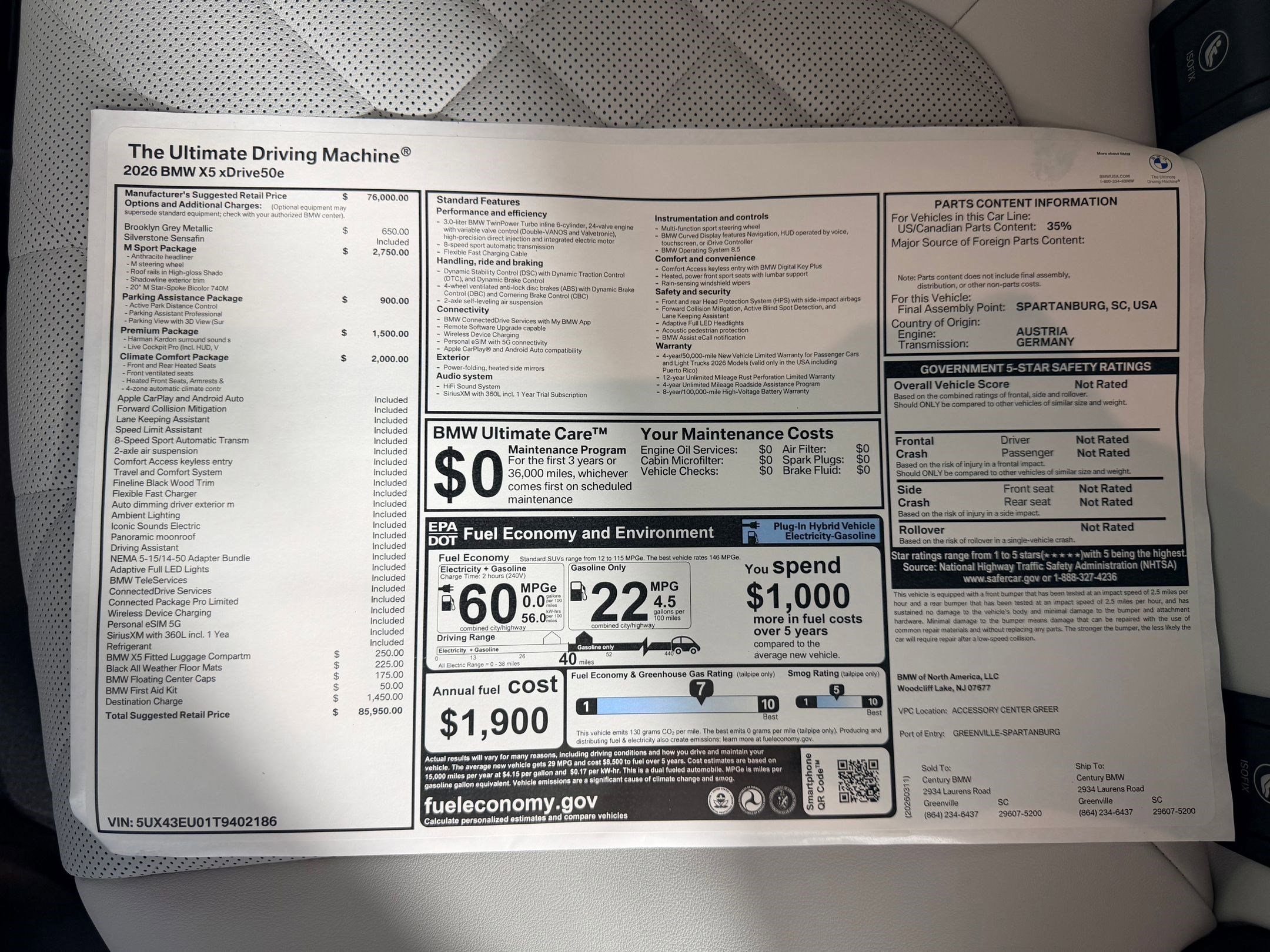 New 2026 BMW X5 xDrive50e w/ M Sport Package AWD/4WD image 20