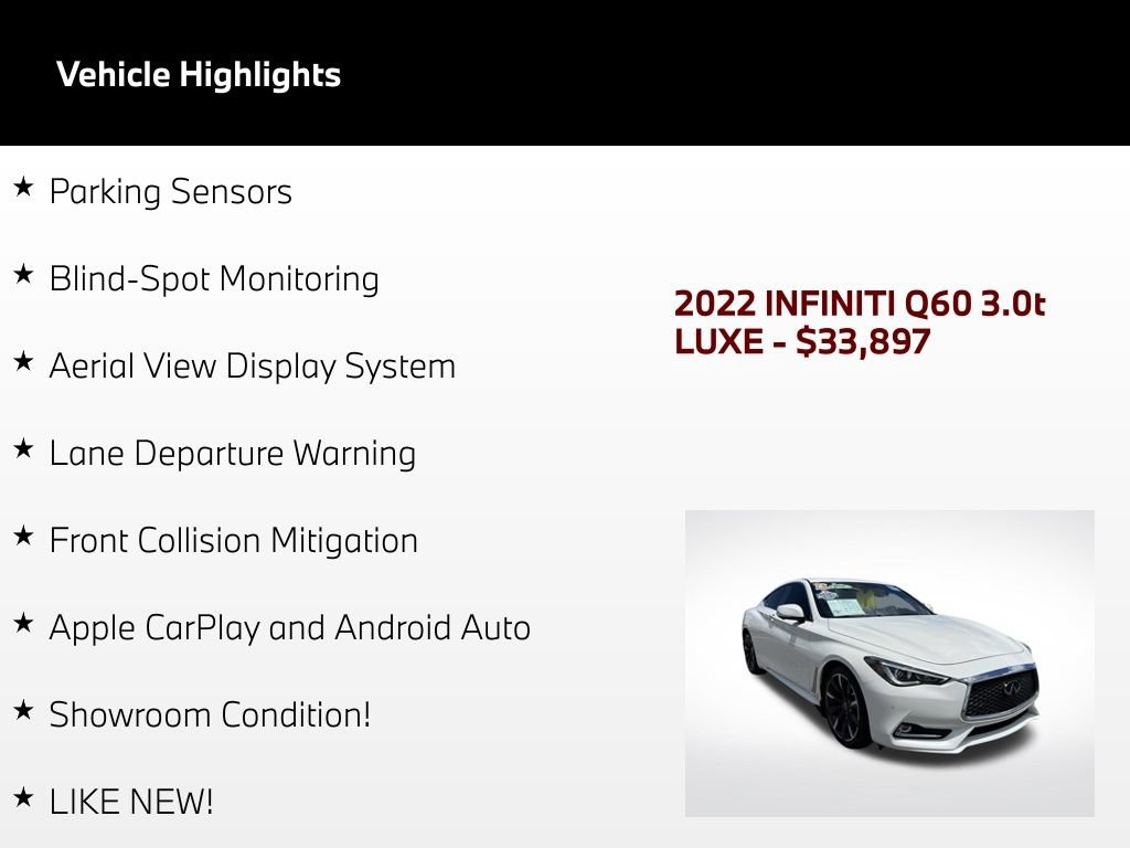 Used 2022 INFINITI Q60 3.0t Luxe w/ Cargo Package RWD image 55