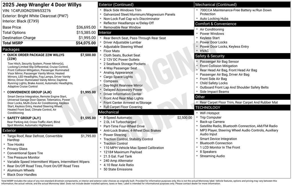 Certified 2025 Jeep Wrangler Unlimited Sport AWD/4WD image 44