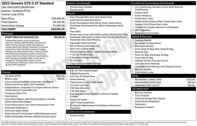 Used 2022 Genesis G70 3.3T w/ Sport Prestige Package image 33