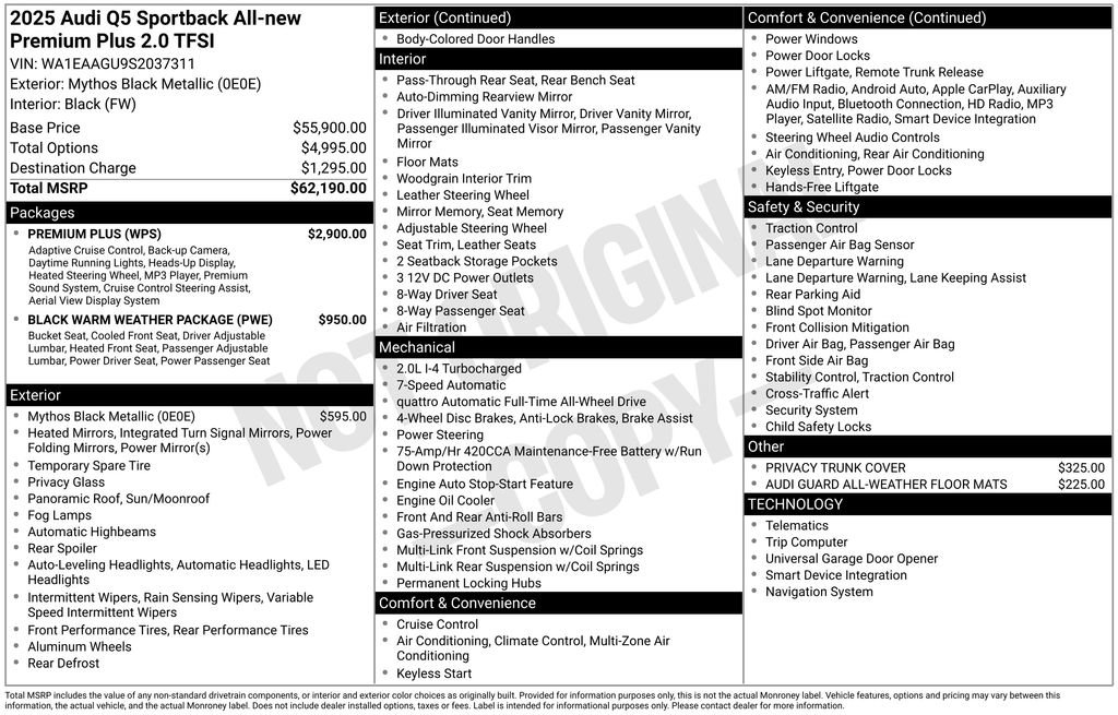 Certified 2025 Audi Q5 Sportback 2.0T Premium Plus w/ Premium Plus image 3