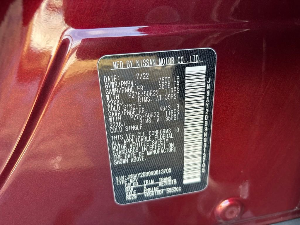 Used 2022 Nissan Armada Platinum w/ Captain's Chairs Package image 12