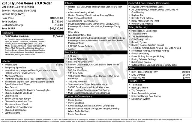 Used 2015 Hyundai Genesis 3.8 w/ Option Group 04 image 16