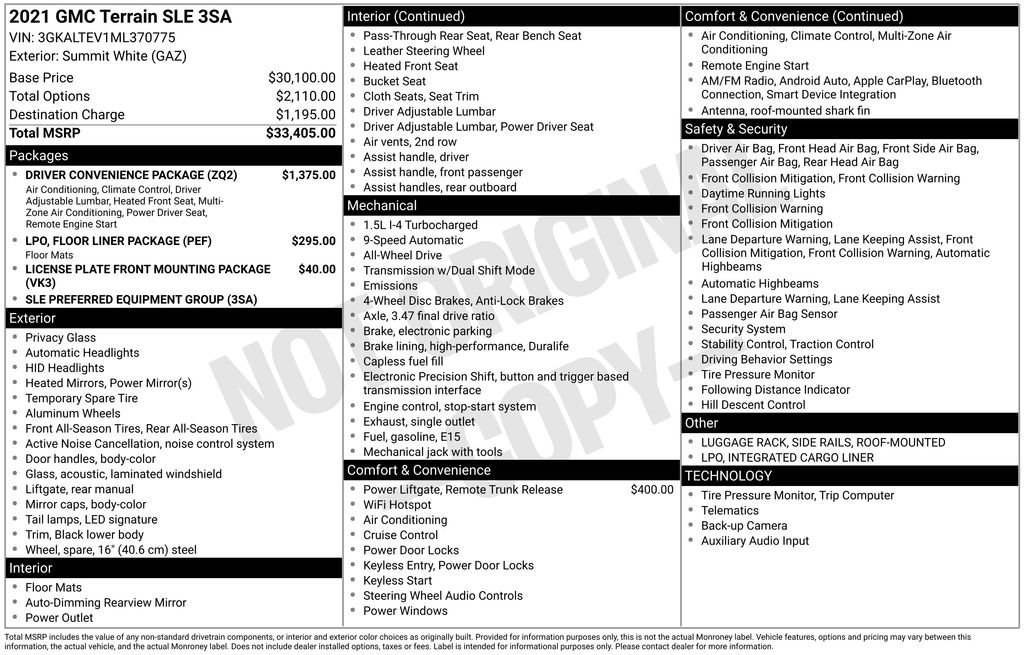 Used 2021 GMC Terrain SLE w/ Driver Convenience Package image 41