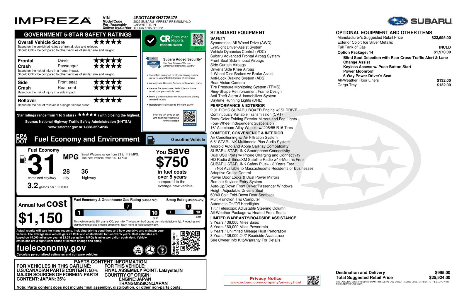 Used 2022 Subaru Impreza Premium image 11