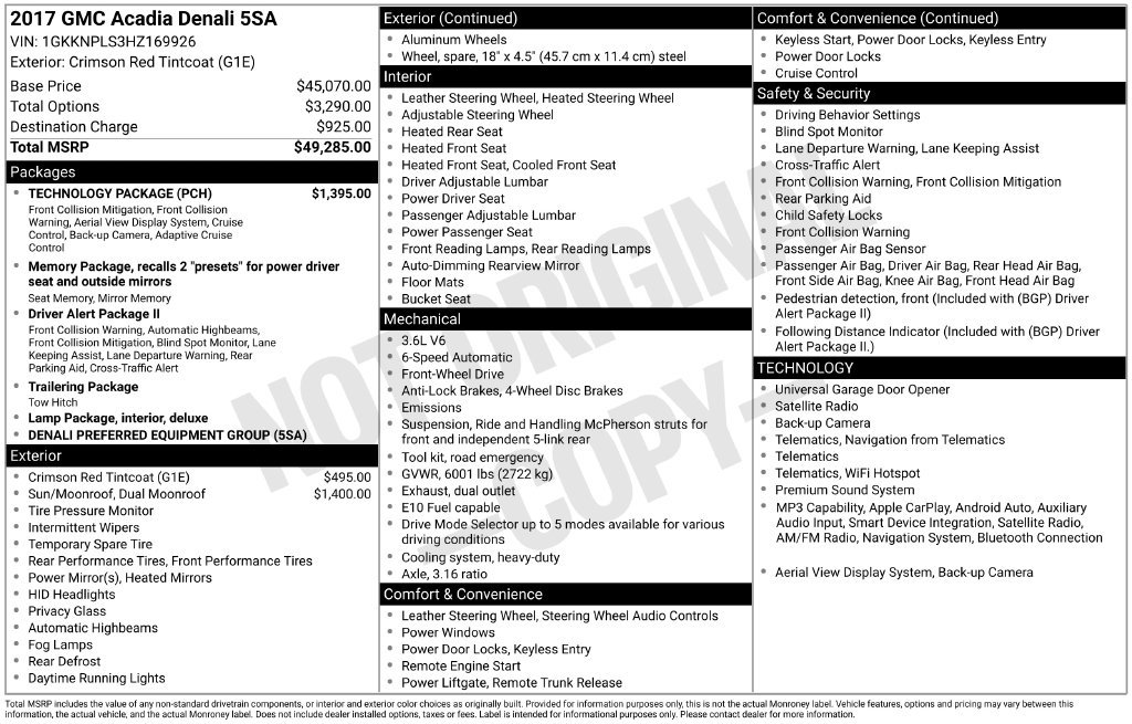 Used 2017 GMC Acadia Denali w/ Technology Package FWD image 40