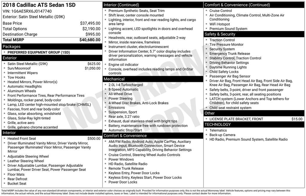 Used 2018 Cadillac ATS 2.0T AWD Sedan image 6