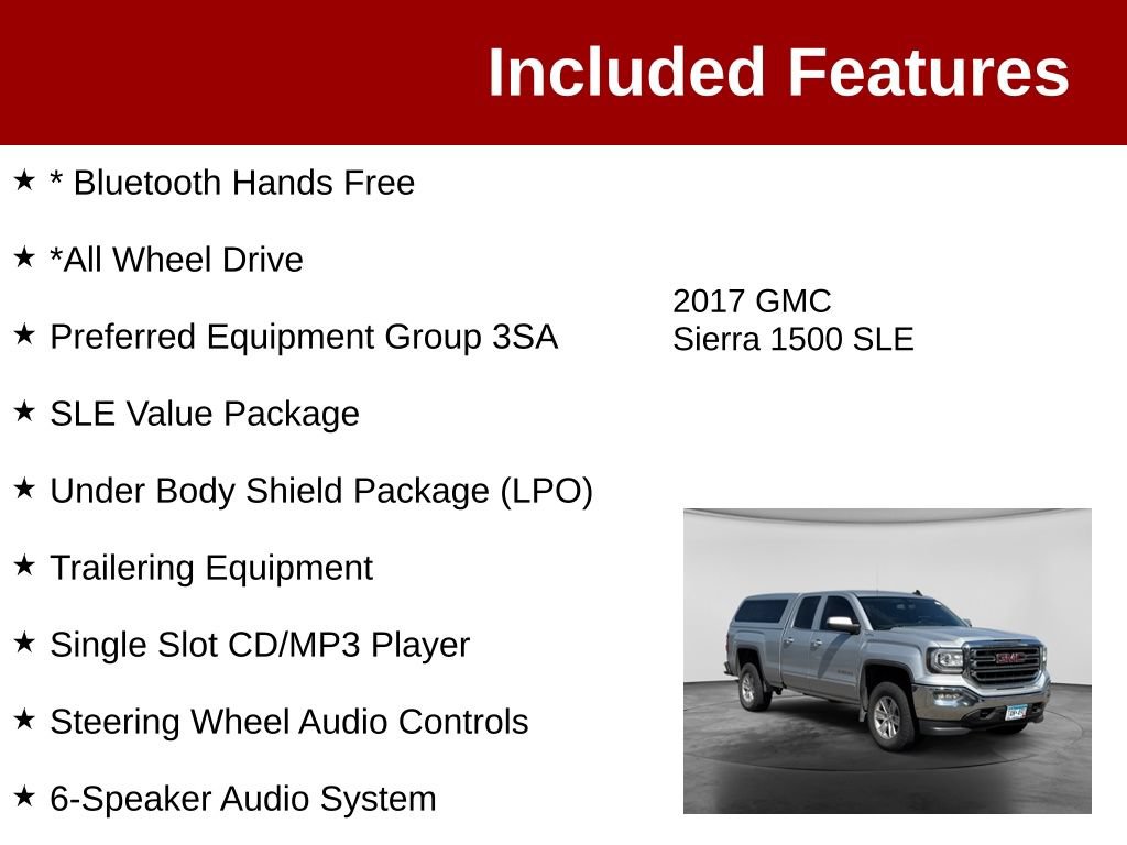 Used 2017 GMC Sierra 1500 SLE w/ SLE Value Package AWD/4WD image 3