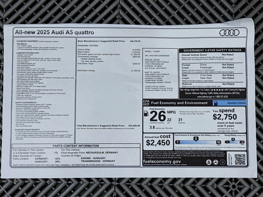 Used 2025 Audi A5 2.0T Premium w/ Convenience Package AWD/4WD image 10