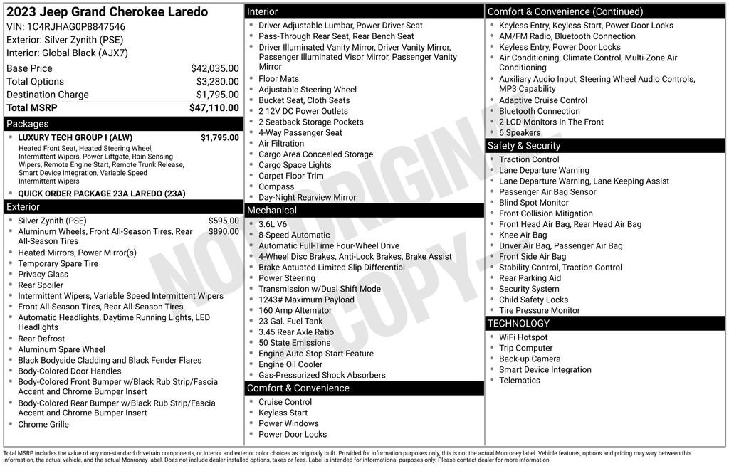 Certified 2023 Jeep Grand Cherokee Laredo w/ Luxury Tech Group I AWD/4WD image 43