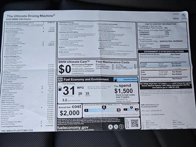 New 2026 BMW 530i w/ M Sport Package image 17