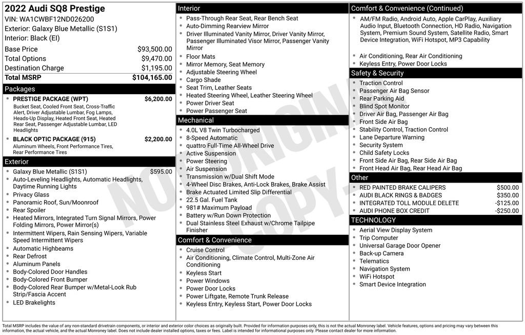 Used 2022 Audi SQ8 Prestige w/ Prestige Package image 82