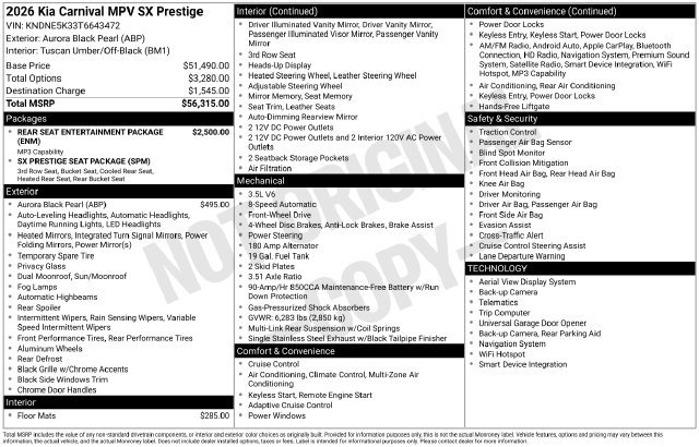 New 2026 Kia Carnival SX Prestige FWD image 31