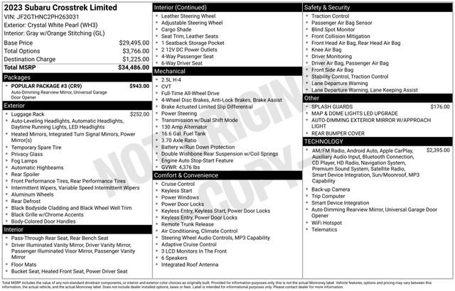 Certified 2023 Subaru Crosstrek 2.5i Limited w/ Popular Package #3 AWD/4WD image 30
