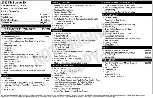 Used 2022 Kia Sorento EX w/ Panoramic Sunroof Package image 16