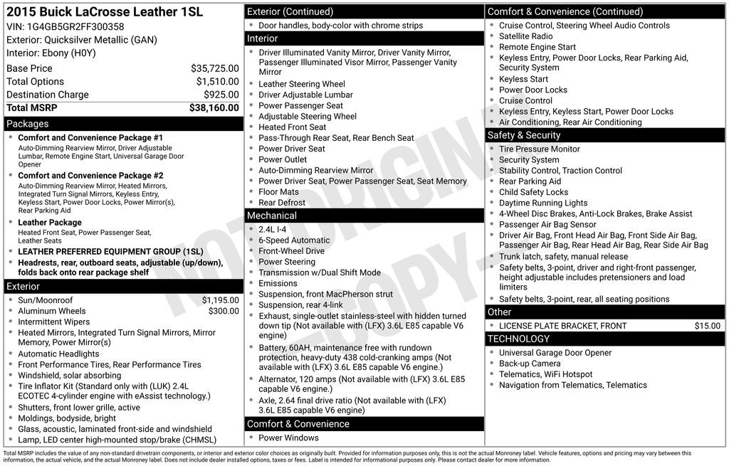 Used 2015 Buick LaCrosse Leather image 2