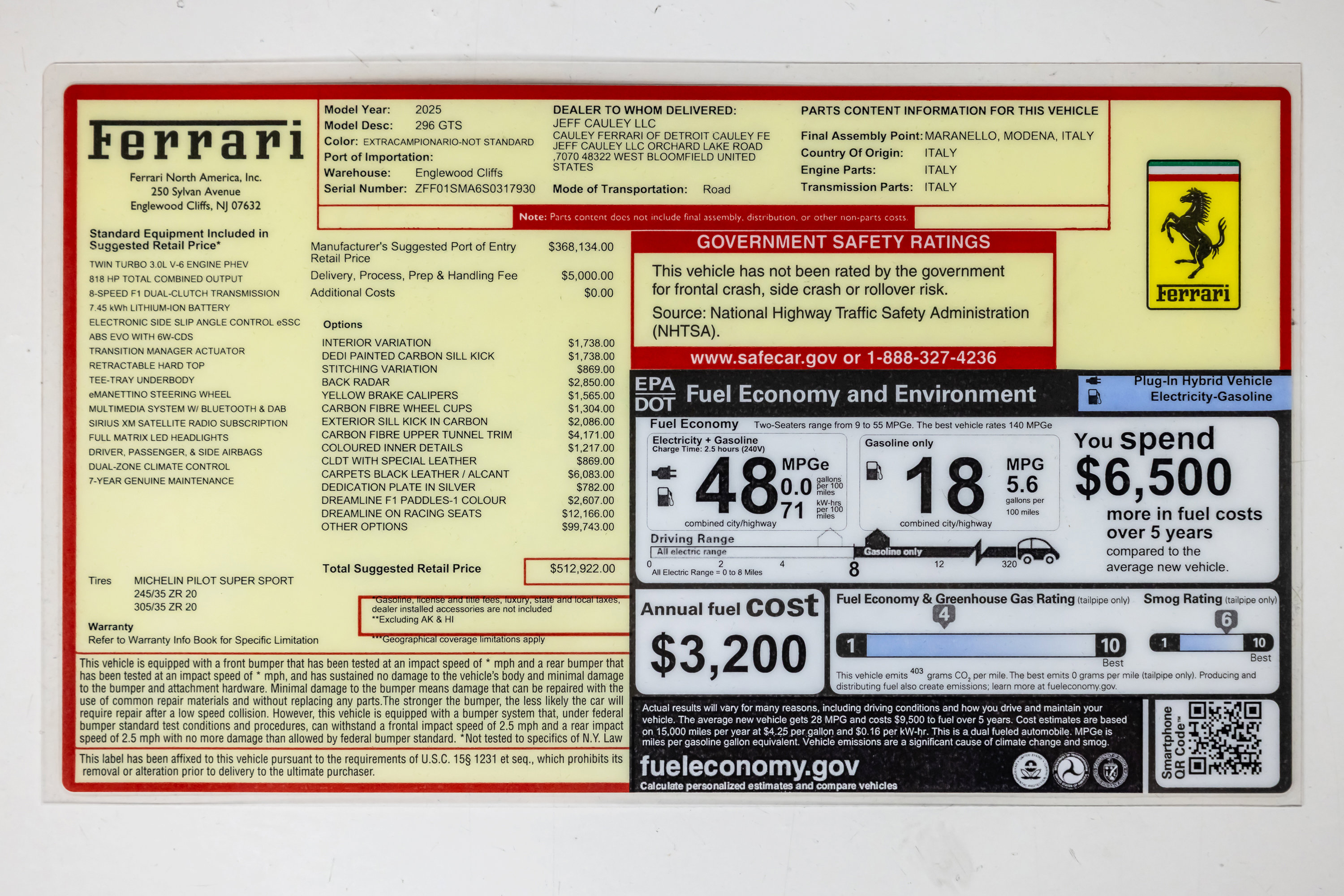 Certified 2025 Ferrari 296 GTS image 70