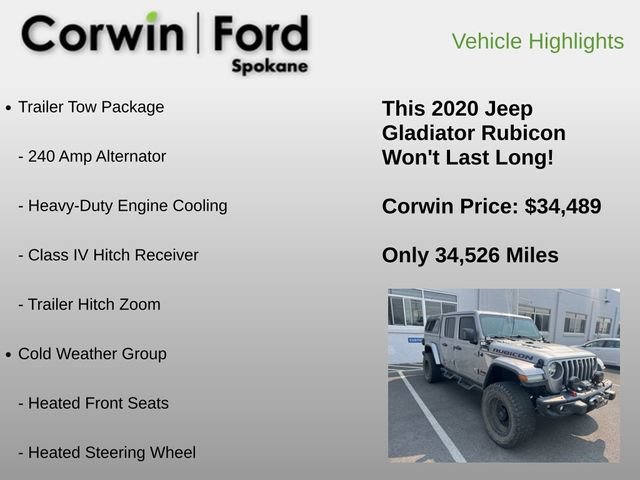 Used 2020 Jeep Gladiator Rubicon w/ Advanced Safety Group AWD/4WD image 6