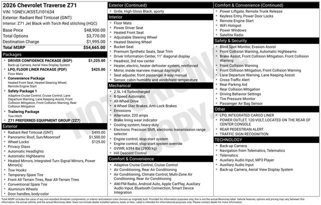 New 2026 Chevrolet Traverse Z71 w/ Driver Confidence Package image 4