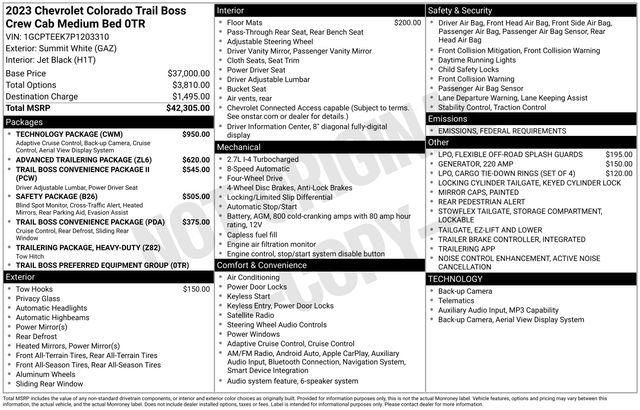 Used 2023 Chevrolet Colorado Trail Boss w/ Technology Package image 77