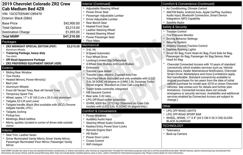 Used 2019 Chevrolet Colorado ZR2 w/ ZR2 Midnight Special Edition AWD/4WD image 24