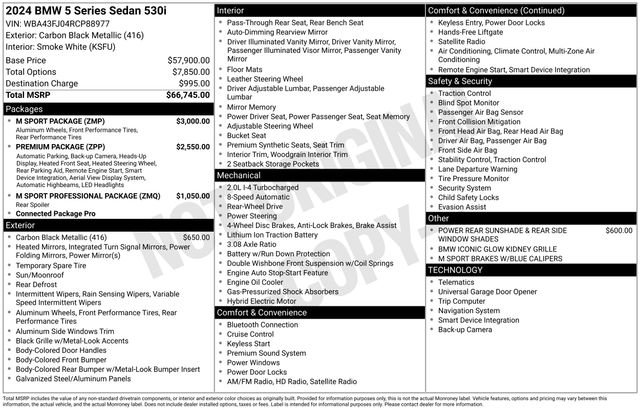 Used 2024 BMW 530i w/ M Sport Package RWD image 16