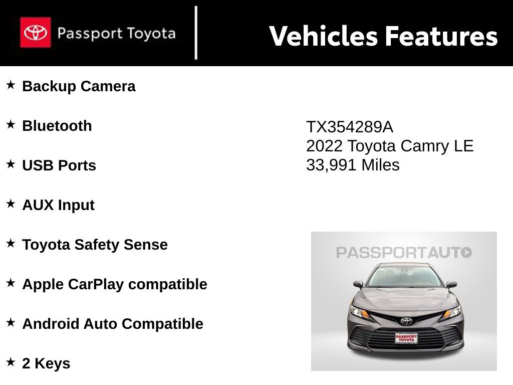Used 2022 Toyota Camry LE FWD image 10