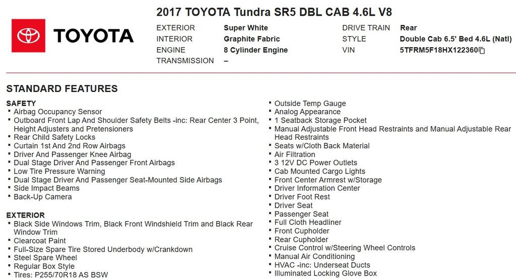 Used 2017 Toyota Tundra SR5 w/ SR5 Upgrade Package RWD image 16