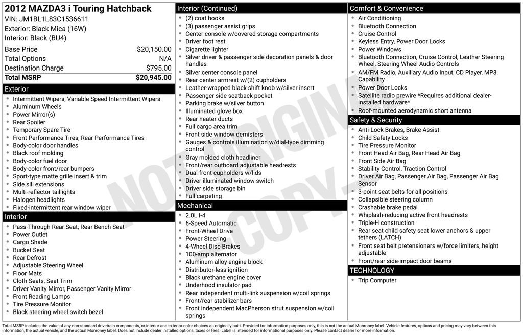 Used 2012 MAZDA MAZDA3 i Touring image 4