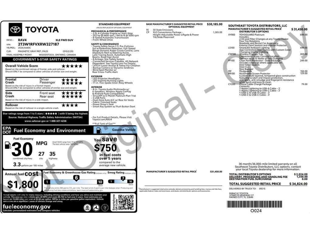 Used 2024 Toyota RAV4 XLE w/ Convenience Package FWD image 2