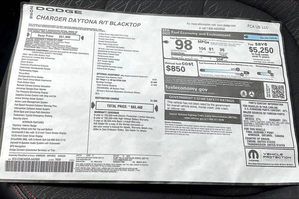 New 2025 Dodge Charger R/T w/ Quick Order Package 25M R/T image 15