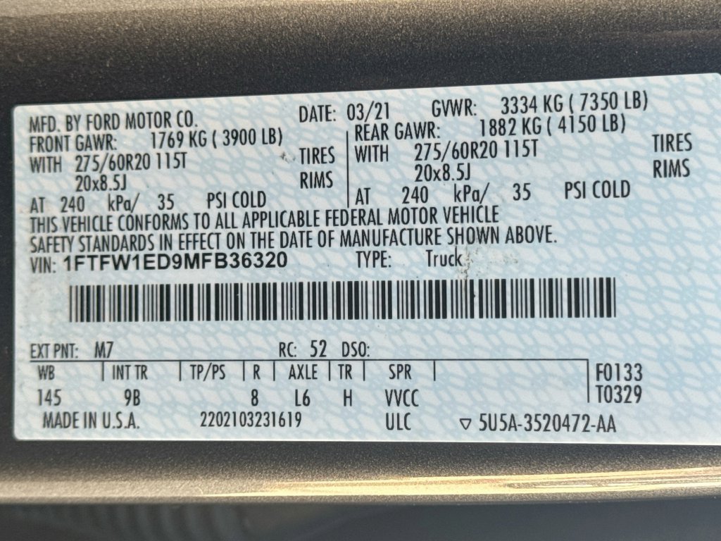 Used 2021 Ford F150 Platinum w/ Equipment Group 701A High AWD/4WD image 31