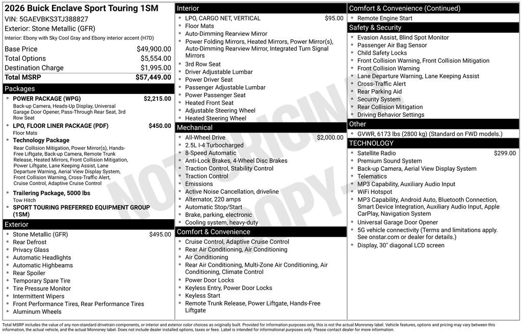 New 2026 Buick Enclave Sport Touring w/ Power Package AWD/4WD image 4