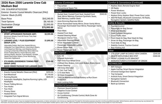 New 2026 RAM 2500 Laramie w/ Sport Appearance Package image 45
