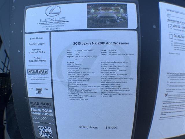 Used 2015 Lexus NX 200t FWD image 26