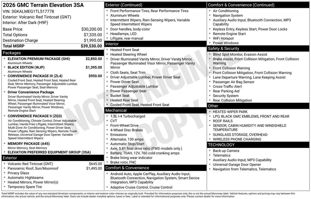 New 2026 GMC Terrain Elevation w/ Elevation Premium Package FWD image 45