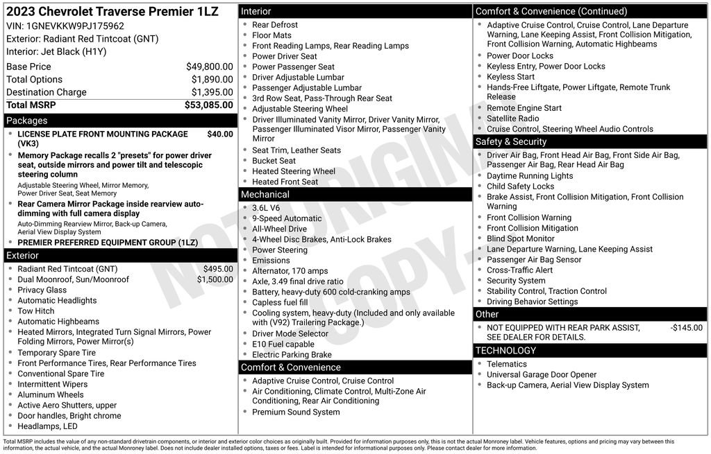 Used 2023 Chevrolet Traverse Premier AWD/4WD image 38