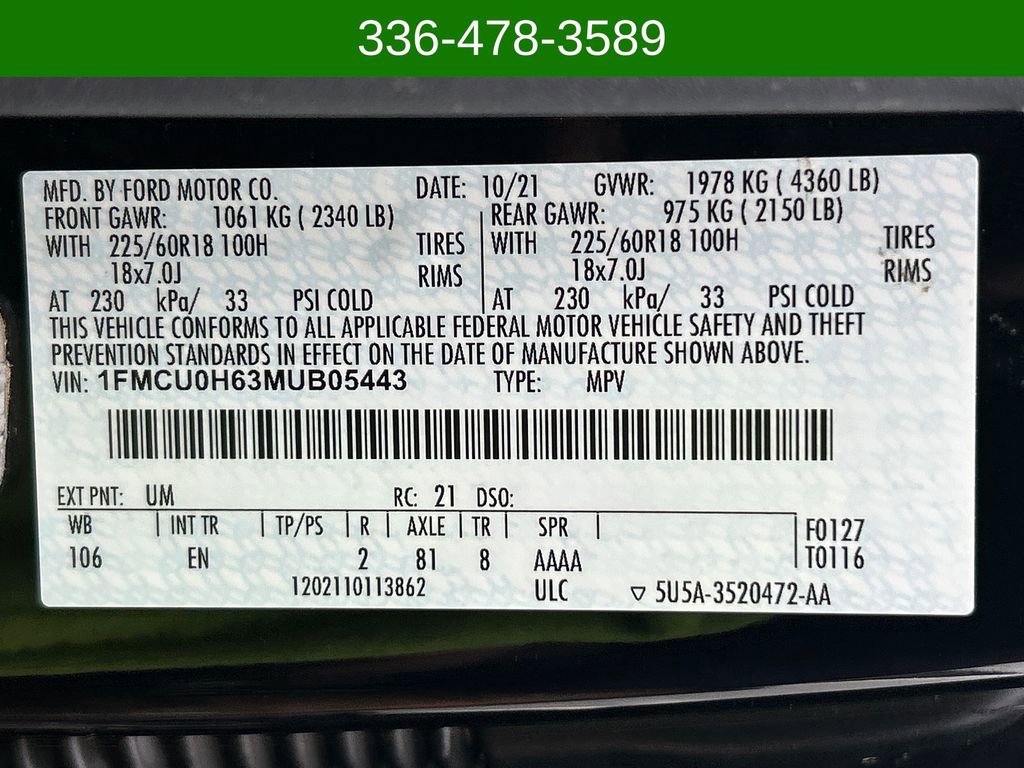 Used 2021 Ford Escape SEL w/ Technology Package FWD image 29