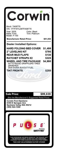 New 2026 Ford F150 Platinum w/ Equipment Group 703A Plus image 2