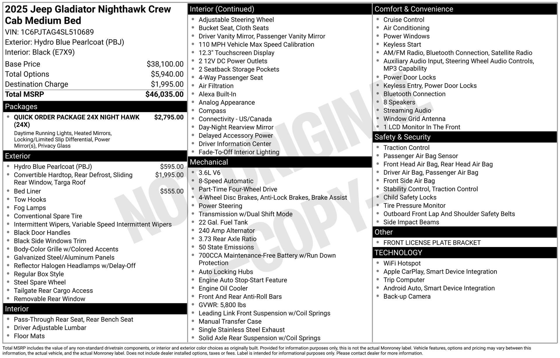New 2025 Jeep Gladiator Sport image 26