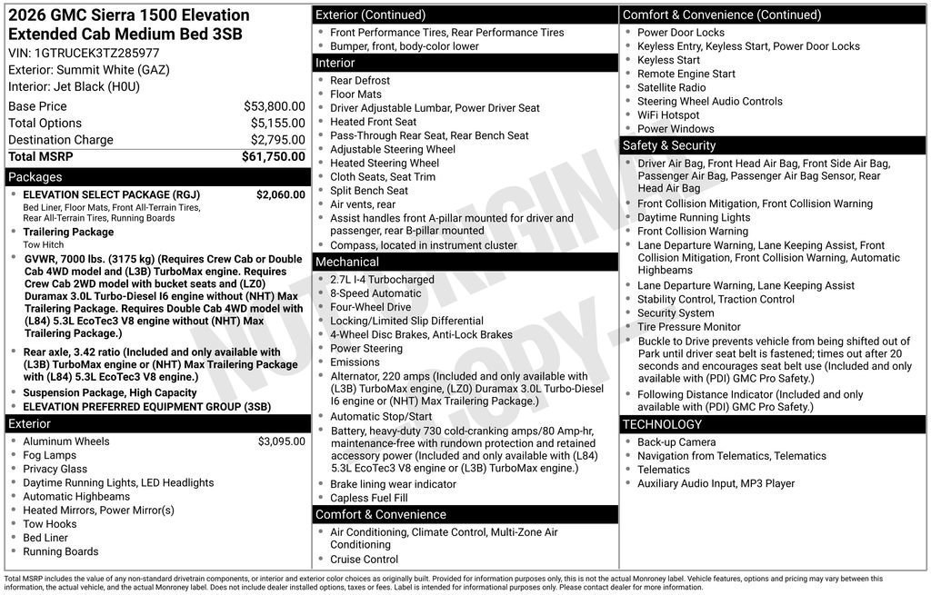 New 2026 GMC Sierra 1500 Elevation w/ Elevation Select Package AWD/4WD image 40