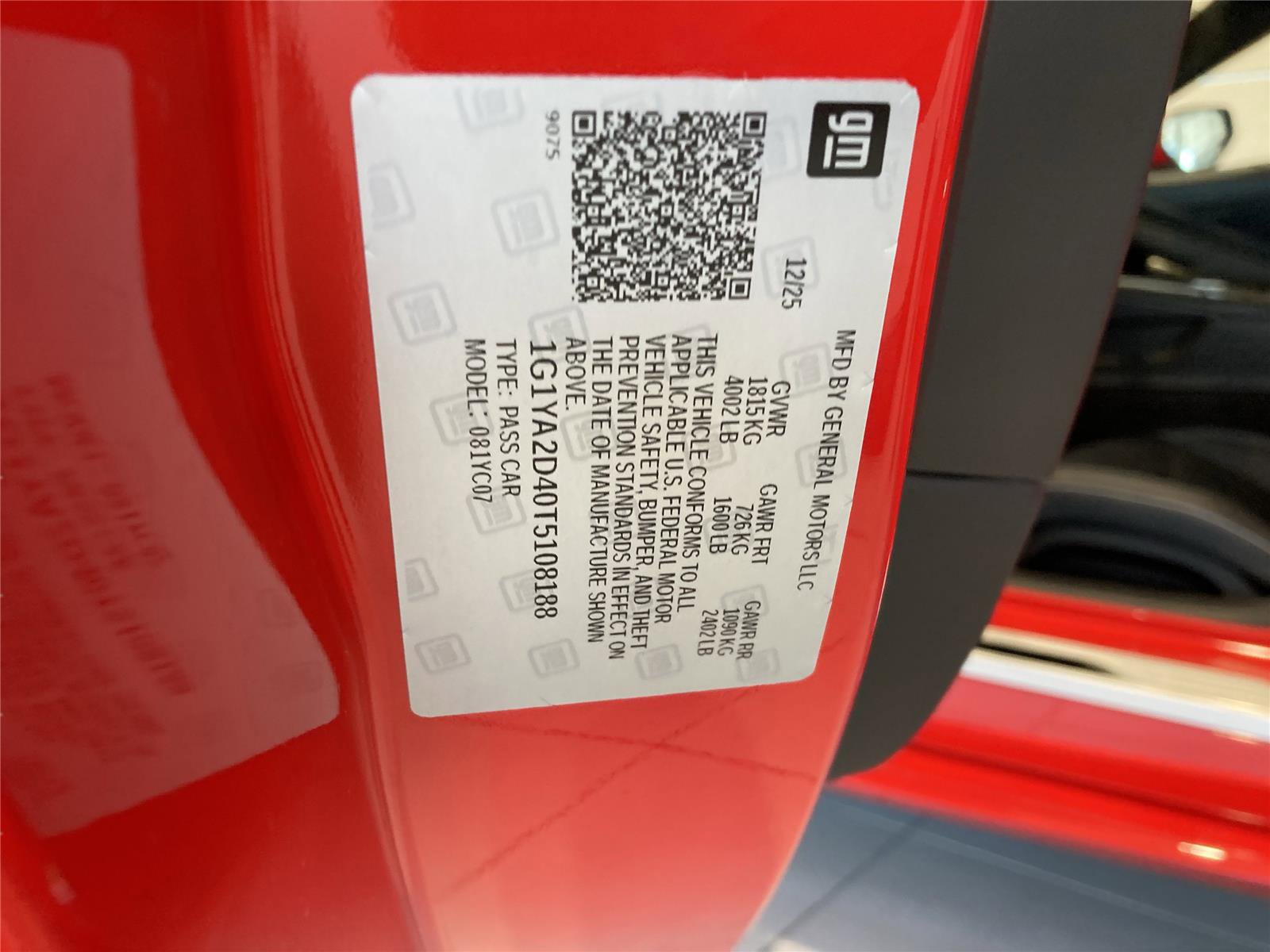 New 2026 Chevrolet Corvette Stingray Coupe w/ Battery Protection Package image 11