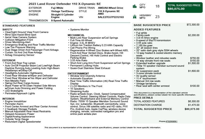Used 2023 Land Rover Defender 110 X-Dynamic SE AWD/4WD image 3