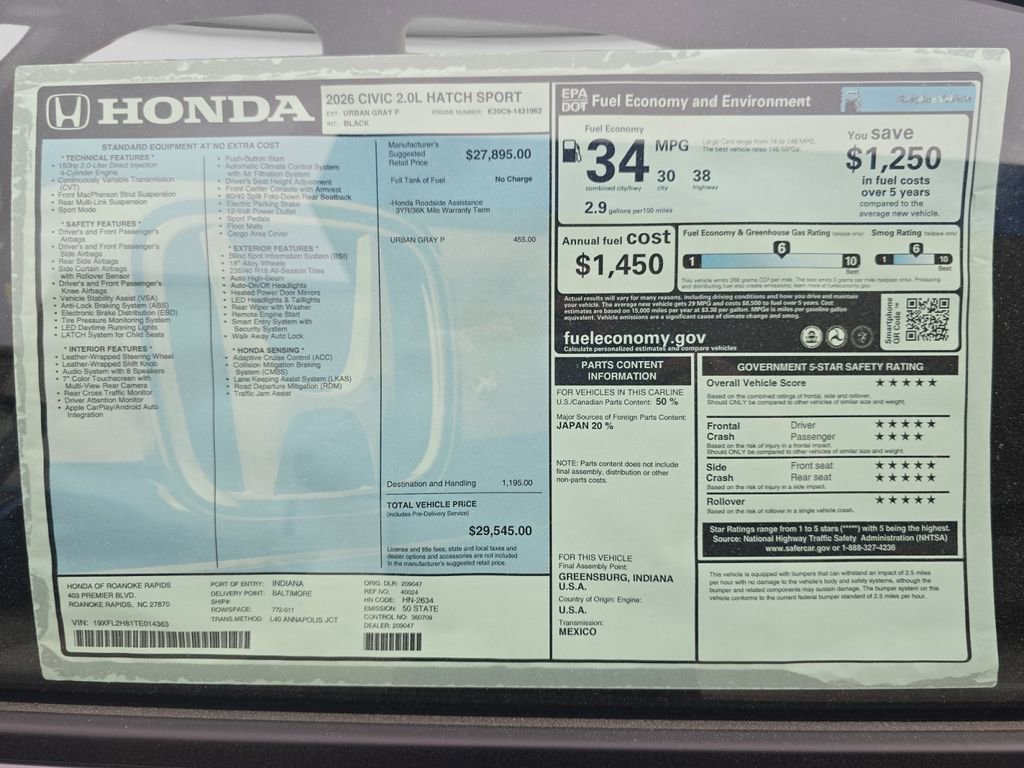 New 2026 Honda Civic Sport image 25