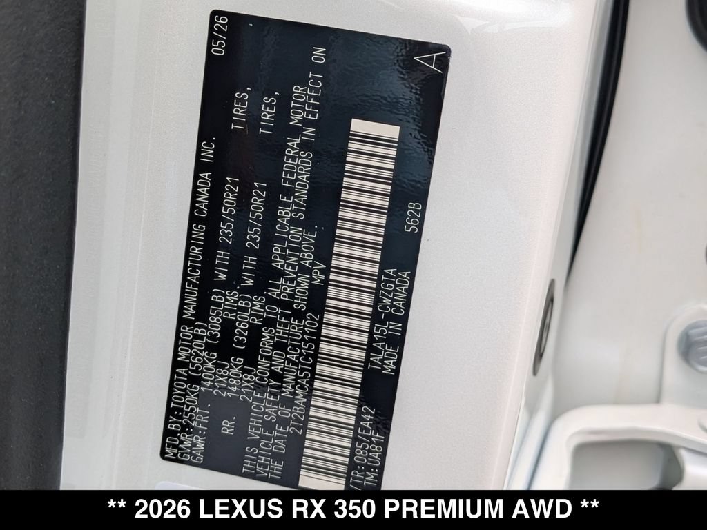 New 2026 Lexus RX 350 Premium w/ Convenience Package AWD/4WD image 18